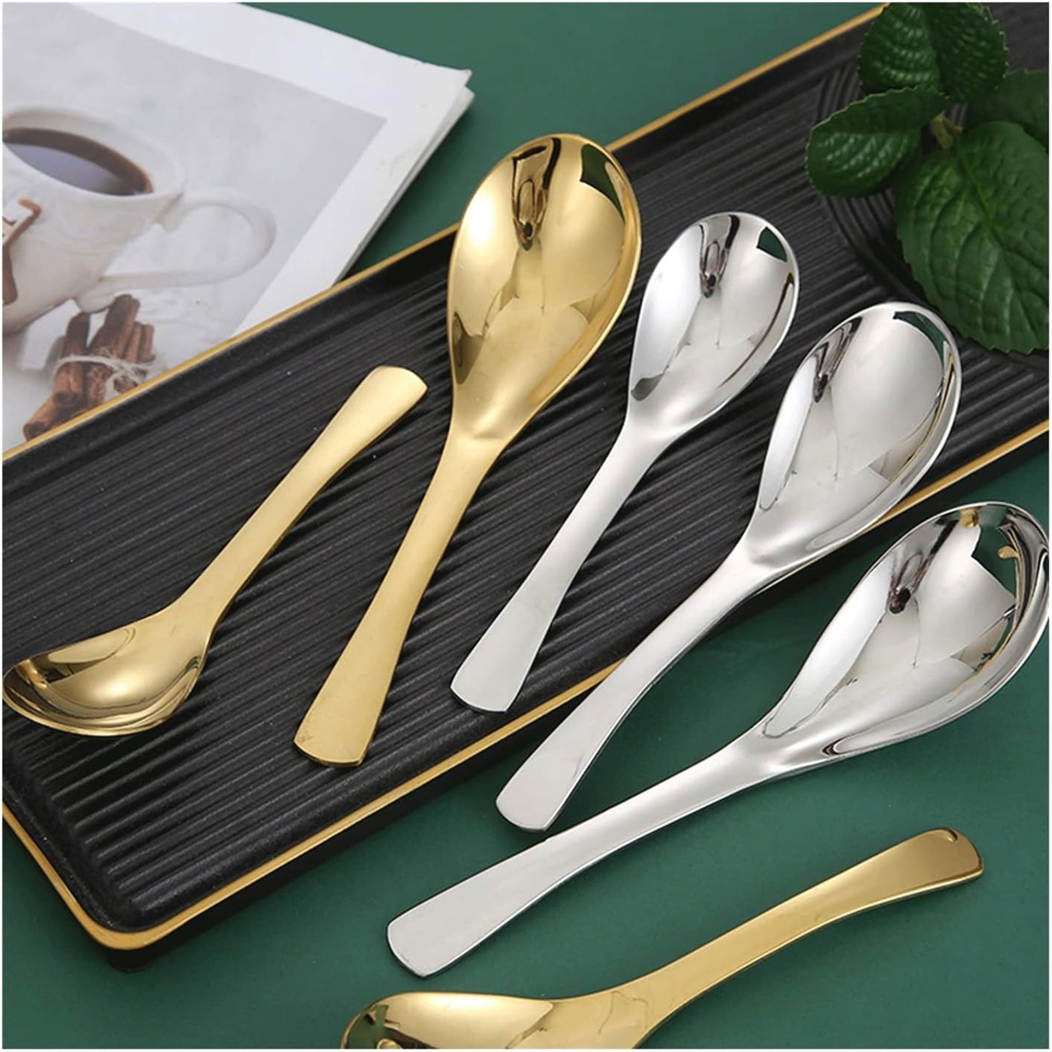 10Pcs Stainless Steel Soup Dessert Spoons