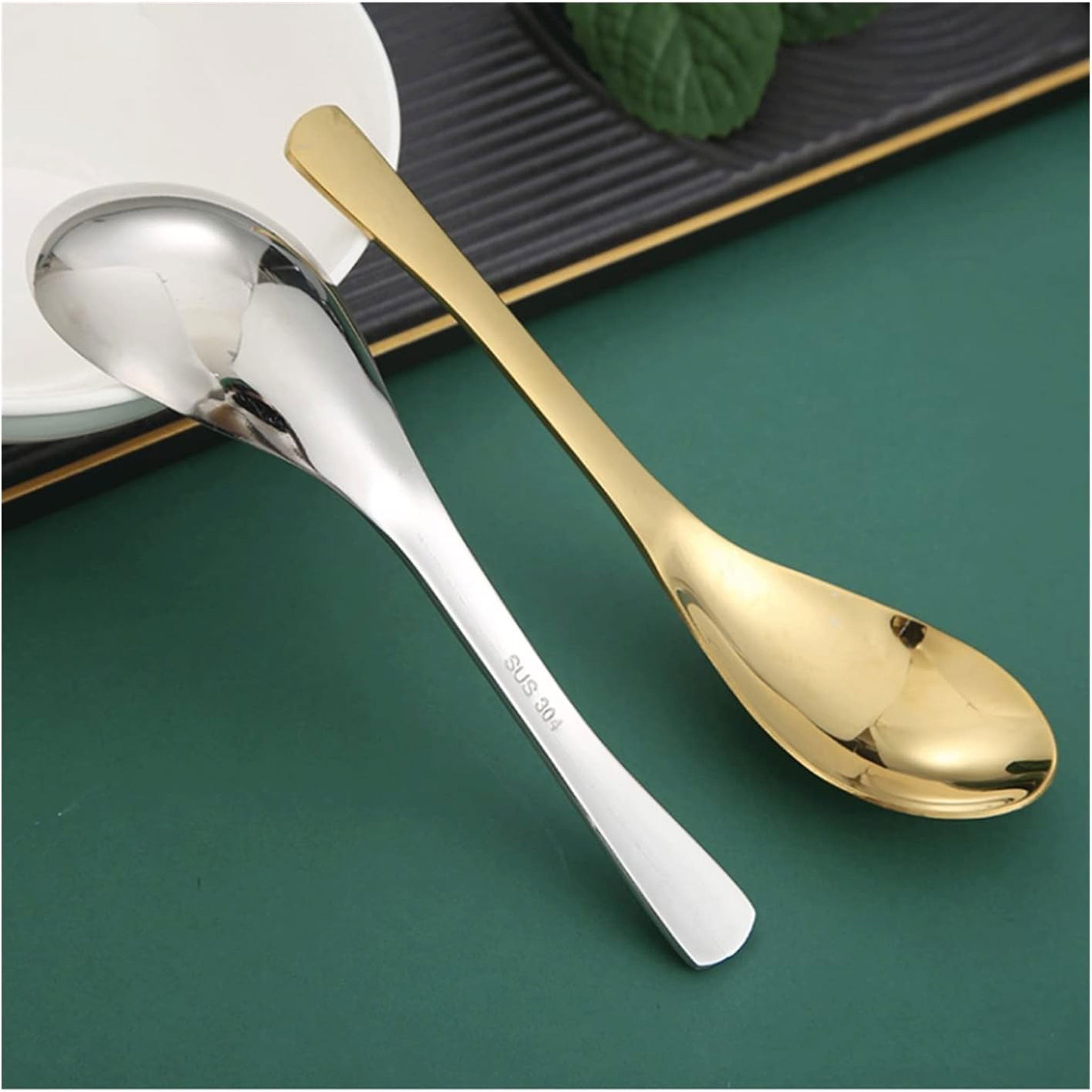 10Pcs Stainless Steel Soup Dessert Spoons