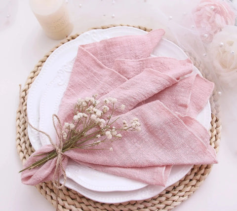 10pcs 30x30cm Cotton Cloth Napkins Gauze Pink Reusable for Wedding Decor Use Dinner Tea Towel Table Village Christmas Napkin - Wiktra