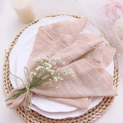 10pcs 30x30cm Cotton Cloth Napkins Gauze Pink Reusable for Wedding Decor Use Dinner Tea Towel Table Village Christmas Napkin - Wiktra