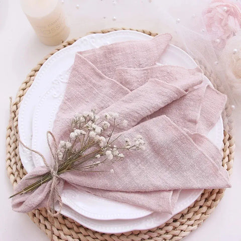 10pcs 30x30cm Cotton Cloth Napkins Gauze Pink Reusable for Wedding Decor Use Dinner Tea Towel Table Village Christmas Napkin - Wiktra