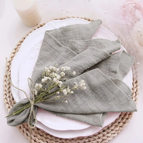 10pcs 30x30cm Cotton Cloth Napkins Gauze Pink Reusable for Wedding Decor Use Dinner Tea Towel Table Village Christmas Napkin - Wiktra