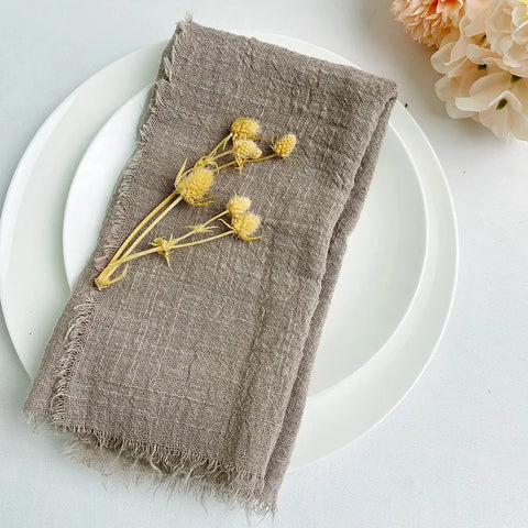 10pcs 32x32cm Wedding Gauze cotton Napkins Reusable green Trim Tea Towel Rustic Retro Burrs napkins for Party Table Decoration - Wiktra