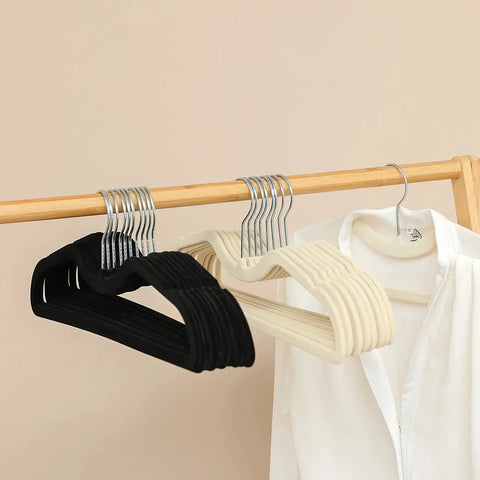 10pcs Cloth Hanger Flocking Plastic Space saving Anti slip Short Neck Cloth Hanger [Vertical Lift 2.36in] Drying Cloth Hanger wiktra