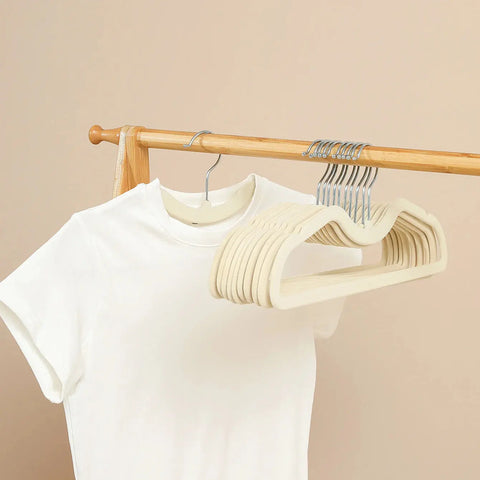 10pcs Cloth Hanger Flocking Plastic Space saving Anti slip Short Neck Cloth Hanger [Vertical Lift 2.36in] Drying Cloth Hanger wiktra