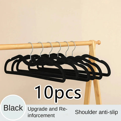 10pcs Cloth Hanger Flocking Plastic Space saving Anti slip Short Neck Cloth Hanger [Vertical Lift 2.36in] Drying Cloth Hanger