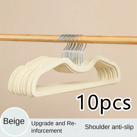 10pcs Cloth Hanger Flocking Plastic Space saving Anti slip Short Neck Cloth Hanger [Vertical Lift 2.36in] Drying Cloth Hanger