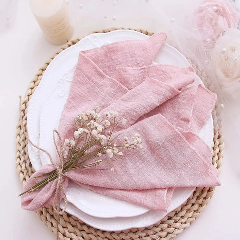 10pcs Handmade Gauze Crepe Cloth Napkins White  Pure Cotton Fabric Wedding Decor Everyday Use Dinner Tea Towel Table Village - Wiktra