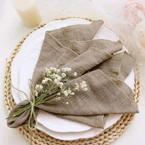 10pcs Handmade Gauze Crepe Cloth Napkins White  Pure Cotton Fabric Wedding Decor Everyday Use Dinner Tea Towel Table Village - Wiktra