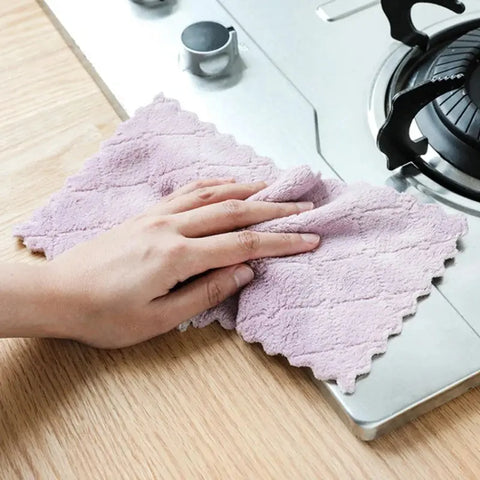 10pcs Kitchen Cloth Dish Towels Printed Double-sided Wipes Super Absorbent Coral Velvet Kitchen Microfiber Dishtowels wiktra