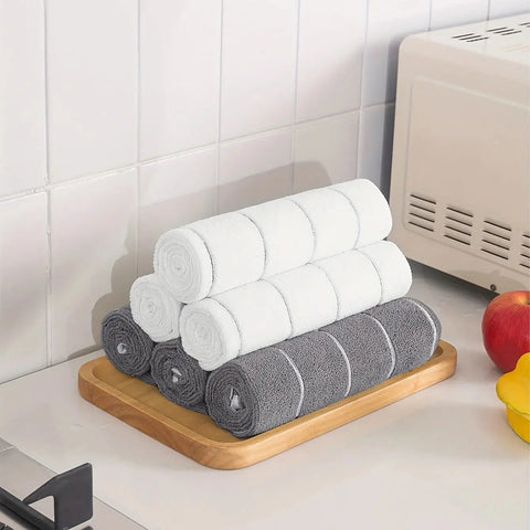 5/10pcs Microfiber Kitchen Towel Super Absorbent Dishcloth Quick Drying Cleaning Cloth Rags Home Cleaning Tools Essential wiktra