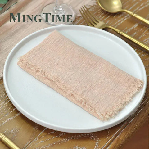 10pcs Napkins Cloth 42*42cm Rustic Cotton Gauze Hanky Tea Towel Dining Place Mats Wedding Restaurant Supplies Linen Table Decor - Wiktra