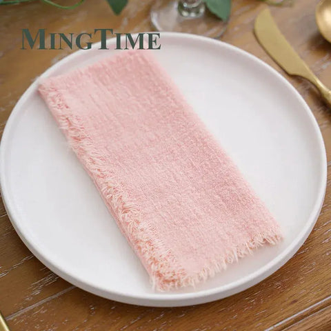 10pcs Napkins Cloth 42*42cm Rustic Cotton Gauze Hanky Tea Towel Dining Place Mats Wedding Restaurant Supplies Linen Table Decor - Wiktra