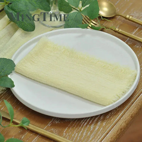 10pcs Napkins Cloth 42*42cm Rustic Cotton Gauze Hanky Tea Towel Dining Place Mats Wedding Restaurant Supplies Linen Table Decor - Wiktra