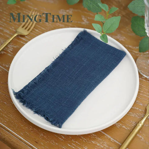 10pcs Napkins Cloth 42*42cm Rustic Cotton Gauze Hanky Tea Towel Dining Place Mats Wedding Restaurant Supplies Linen Table Decor - Wiktra