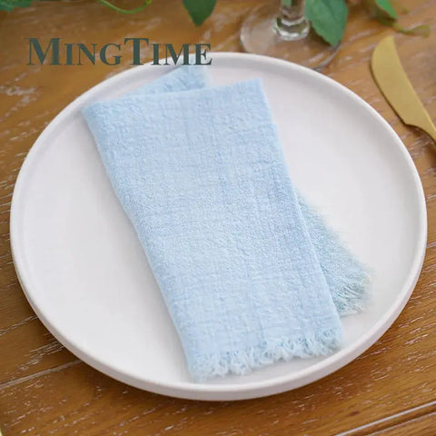 10pcs Napkins Cloth 42*42cm Rustic Cotton Gauze Hanky Tea Towel Dining Place Mats Wedding Restaurant Supplies Linen Table Decor - Wiktra