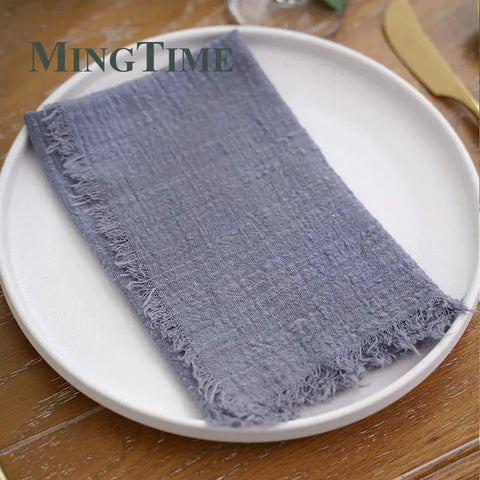 10pcs Napkins Cloth 42*42cm Rustic Cotton Gauze Hanky Tea Towel Dining Place Mats Wedding Restaurant Supplies Linen Table Decor - Wiktra