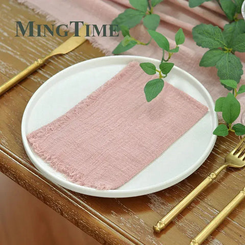 10pcs Napkins Cloth 42*42cm Rustic Cotton Gauze Hanky Tea Towel Dining Place Mats Wedding Restaurant Supplies Linen Table Decor - Wiktra