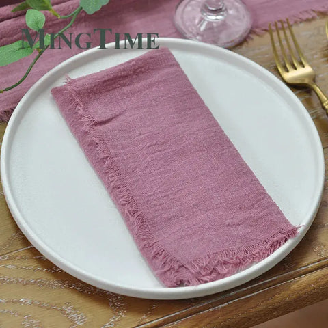 10pcs Napkins Cloth 42*42cm Rustic Cotton Gauze Hanky Tea Towel Dining Place Mats Wedding Restaurant Supplies Linen Table Decor - Wiktra