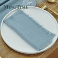 10pcs Napkins Cloth 42*42cm Rustic Cotton Gauze Hanky Tea Towel Dining Place Mats Wedding Restaurant Supplies Linen Table Decor - Wiktra