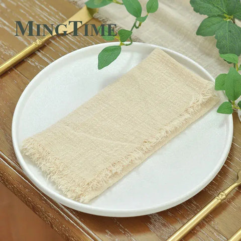 10pcs Napkins Cloth 42*42cm Rustic Cotton Gauze Hanky Tea Towel Dining Place Mats Wedding Restaurant Supplies Linen Table Decor - Wiktra