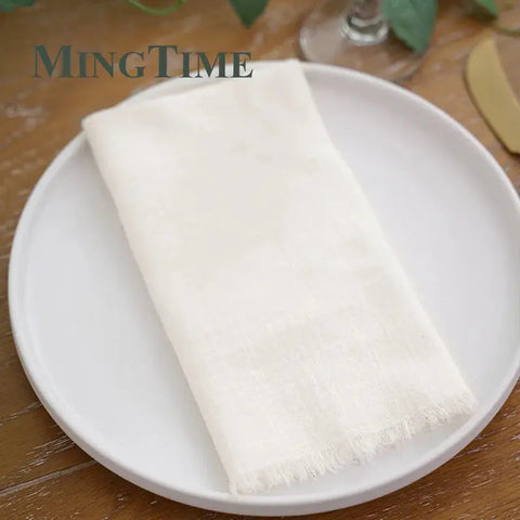 10pcs Napkins Cloth 42*42cm Rustic Cotton Gauze Hanky Tea Towel Dining Place Mats Wedding Restaurant Supplies Linen Table Decor - Wiktra