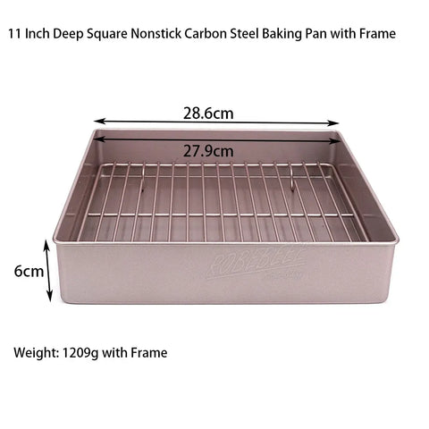 11 Inch Square Shape Non-stick Carbon Steel Baking Pan with Cooling Frame Aluminium Cookie Biscuit Plate Bakey Sheet DIY Kitchen