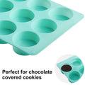 12 Cavity Silicone Chocolate Cookie Molds, Non-Stick Round Cylinder Chocolate Covered Oreo Molds for Mini Cake Pucks, Jelly wiktra