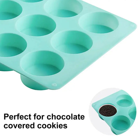 12 Cavity Silicone Chocolate Cookie Molds, Non-Stick Round Cylinder Chocolate Covered Oreo Molds for Mini Cake Pucks, Jelly wiktra