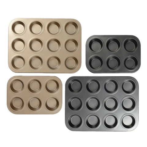 4/6/12 Cup Cupcake Pan Muffin Tray Cupcake Mold Muffin Pan Carbon Steel Baking Pan Non Stick Bakeware Biscuit Pan Microwave Cake wiktra