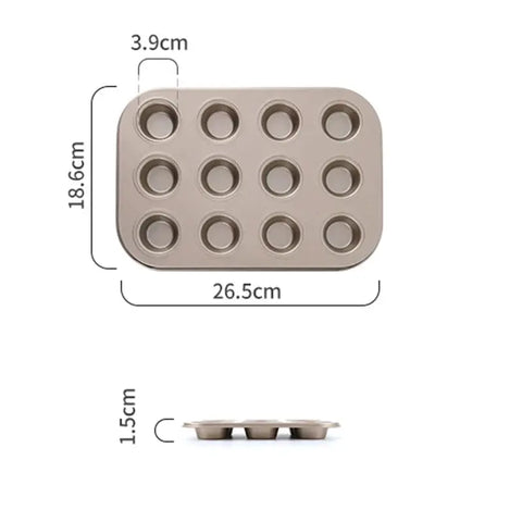 4/6/12 Cup Cupcake Pan Muffin Tray Cupcake Mold Muffin Pan Carbon Steel Baking Pan Non Stick Bakeware Biscuit Pan Microwave Cake