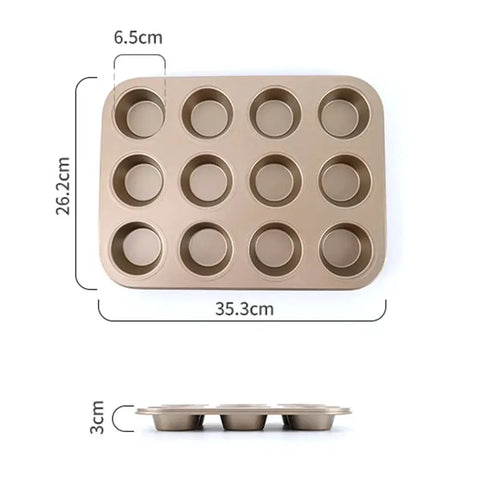 4/6/12 Cup Cupcake Pan Muffin Tray Cupcake Mold Muffin Pan Carbon Steel Baking Pan Non Stick Bakeware Biscuit Pan Microwave Cake