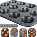 12-Cup Round Cupcake Pan Muffin Tray Cupcake Molds Muffin Pan Bakeware Non-Stick Bakeware Heavy Duty Carbon Steel Pan Muffin Tin wiktra