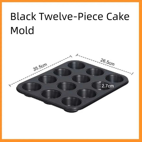 12-Cup Round Cupcake Pan Muffin Tray Cupcake Molds Muffin Pan Bakeware Non-Stick Bakeware Heavy Duty Carbon Steel Pan Muffin Tin