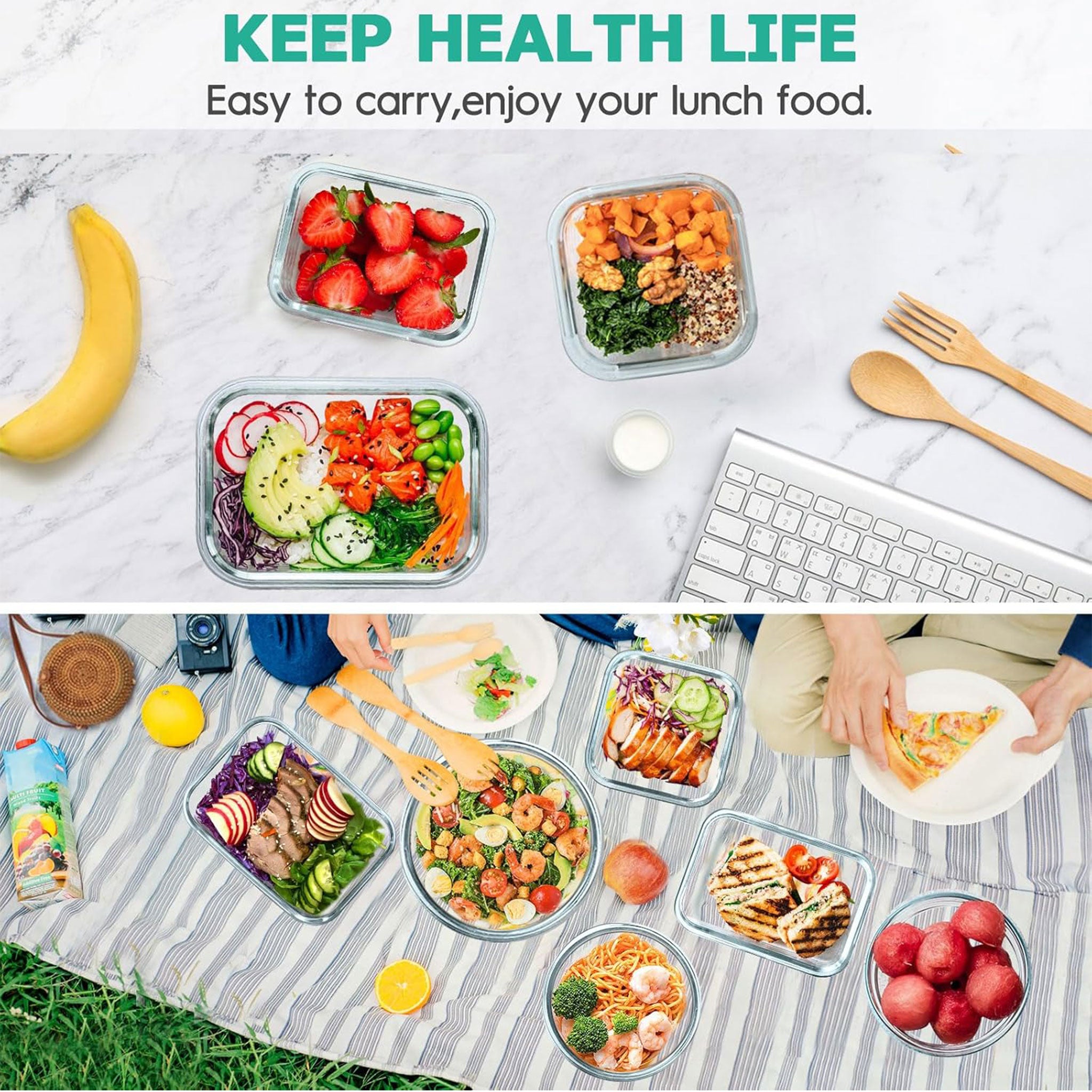 12-Piece Detachable Glass Lunch Box Set