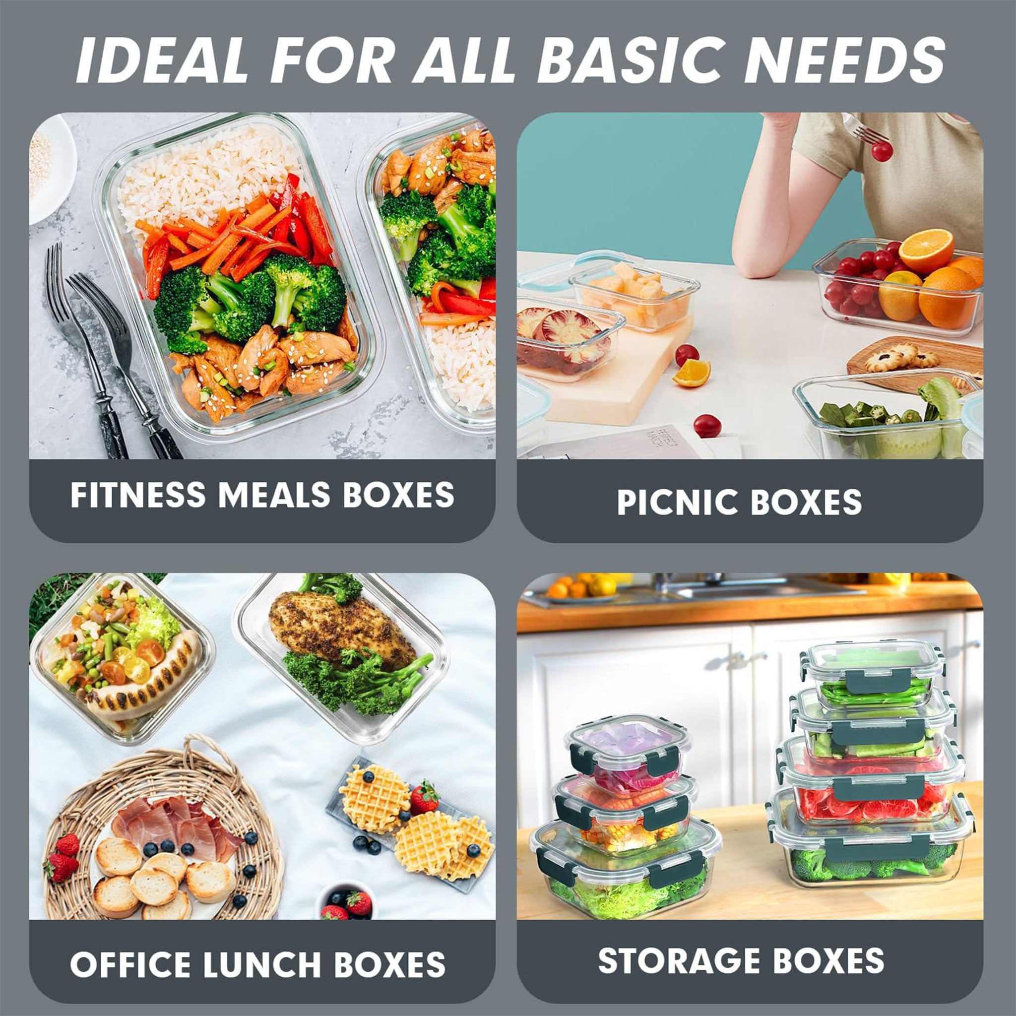 12-Piece Detachable Glass Lunch Box Set