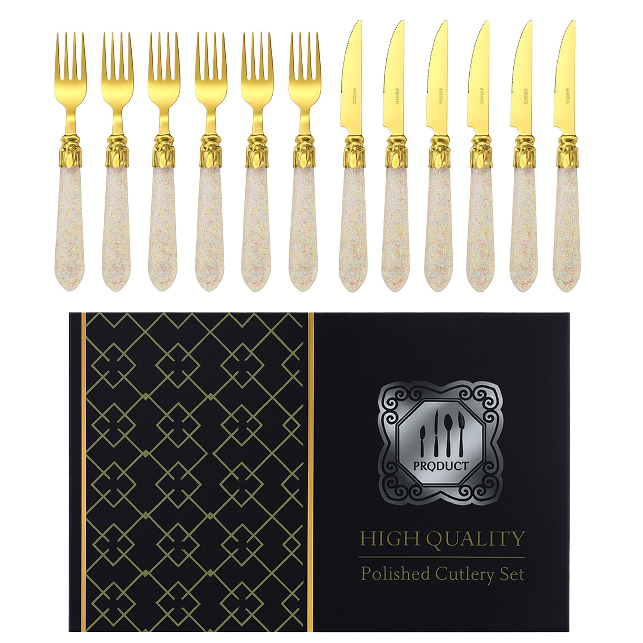 12-Piece Silver & Gold Cutlery Gift Set – Knives, Forks & Spoons