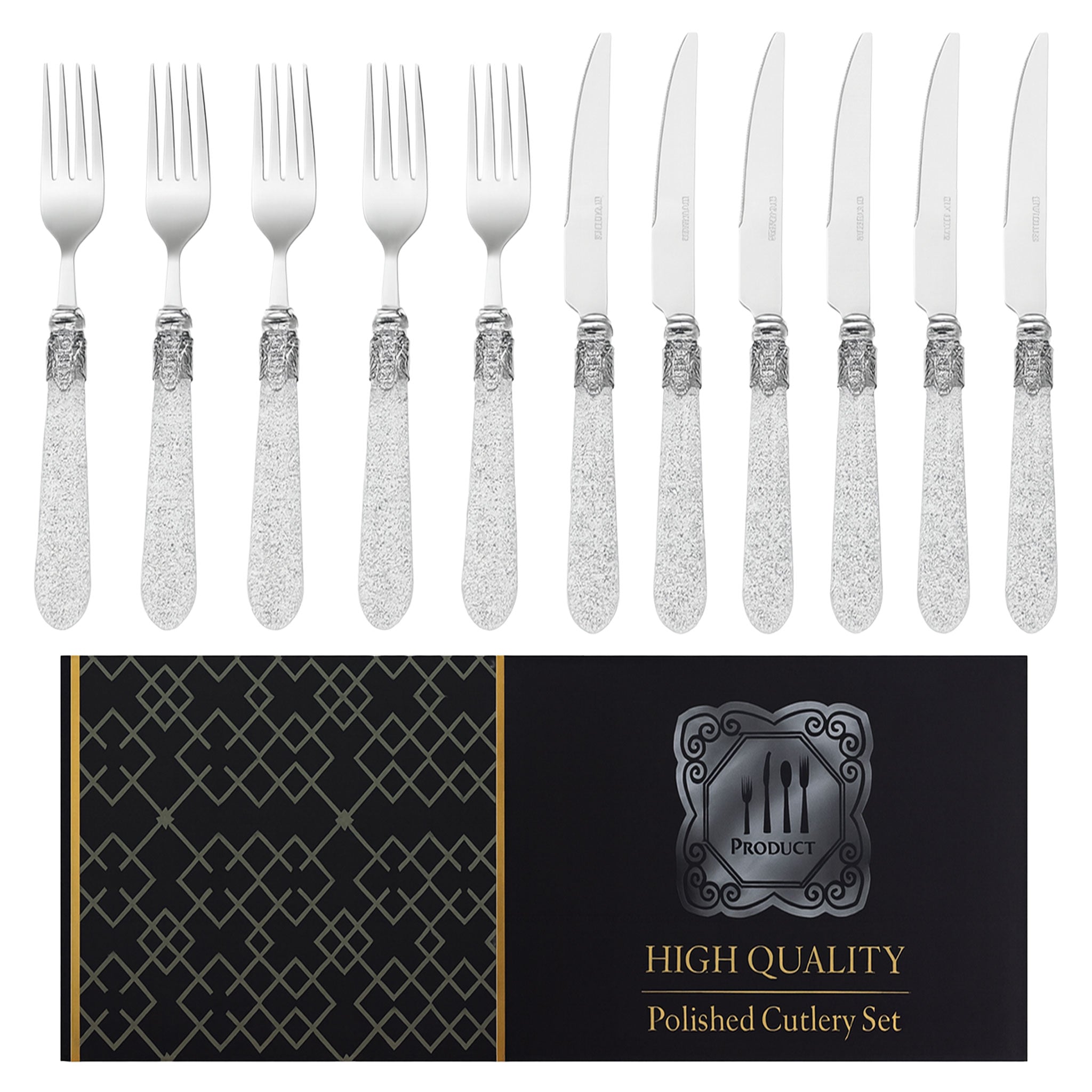 12-Piece Silver & Gold Cutlery Gift Set – Knives, Forks & Spoons