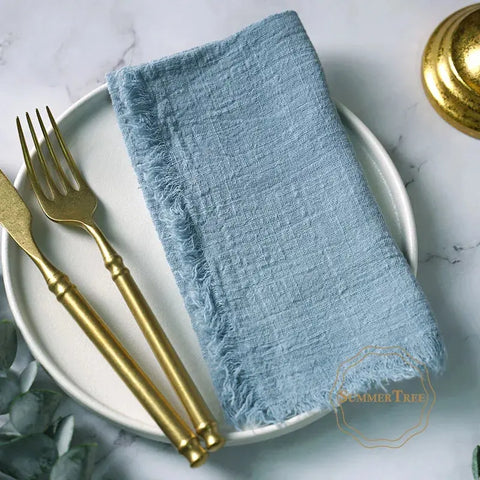 12PCS Napkins 41x41cm Cotton Cloth Gauze Retro Burr Rustic Kitchen Towel Dining Place Mat Wedding Party Linen Napkin Table Decor - Wiktra