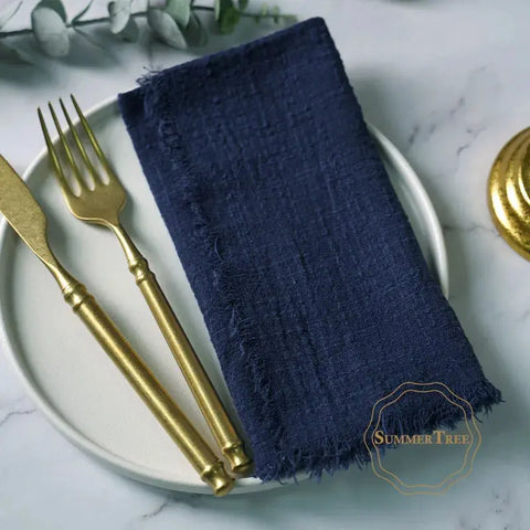 12PCS Napkins 41x41cm Cotton Cloth Gauze Retro Burr Rustic Kitchen Towel Dining Place Mat Wedding Party Linen Napkin Table Decor - Wiktra