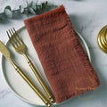 12PCS Napkins 41x41cm Cotton Cloth Gauze Retro Burr Rustic Kitchen Towel Dining Place Mat Wedding Party Linen Napkin Table Decor - Wiktra