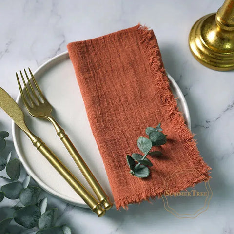 12PCS Napkins 41x41cm Cotton Cloth Gauze Retro Burr Rustic Kitchen Towel Dining Place Mat Wedding Party Linen Napkin Table Decor - Wiktra