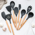 12PCS Silicone Kitchenware Non-Stick Cookware Kitchen Utensils Set Spatula Shovel Egg Beaters Wooden Handle Cooking Tool Set wiktra