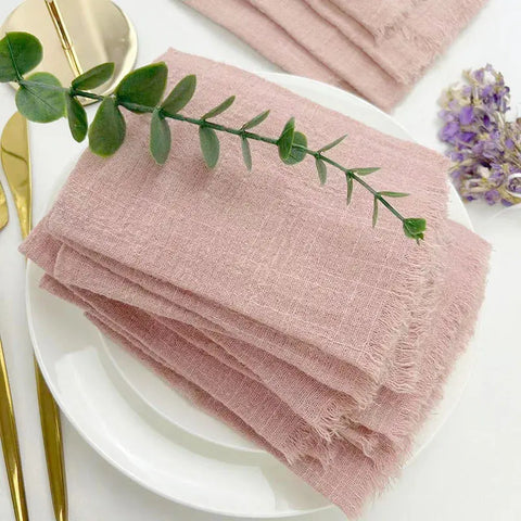 12pcs 40x40cm pink Gauze Napkins 100% Soft Cotton Fabric Serviette Table Set Kitchen Tea Towels For Wedding Baby shower Decorate - Wiktra