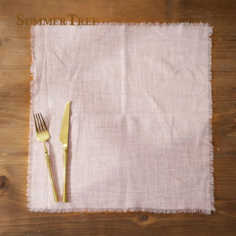 12pcs Retro Napkins 42x42cm Rustic Table Decoration Cotton Gauze Hanky Tea Towel Dining Place Mats Wedding Party Supply - Wiktra