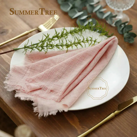 12pcs Retro Napkins 42x42cm Rustic Table Decoration Cotton Gauze Hanky Tea Towel Dining Place Mats Wedding Party Supply - Wiktra