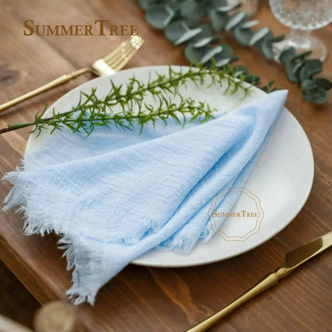 12pcs Retro Napkins 42x42cm Rustic Table Decoration Cotton Gauze Hanky Tea Towel Dining Place Mats Wedding Party Supply - Wiktra