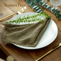 12pcs Retro Napkins 42x42cm Rustic Table Decoration Cotton Gauze Hanky Tea Towel Dining Place Mats Wedding Party Supply - Wiktra