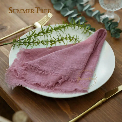 12pcs Retro Napkins 42x42cm Rustic Table Decoration Cotton Gauze Hanky Tea Towel Dining Place Mats Wedding Party Supply - Wiktra