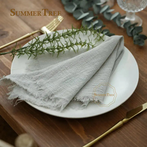 12pcs Retro Napkins 42x42cm Rustic Table Decoration Cotton Gauze Hanky Tea Towel Dining Place Mats Wedding Party Supply - Wiktra